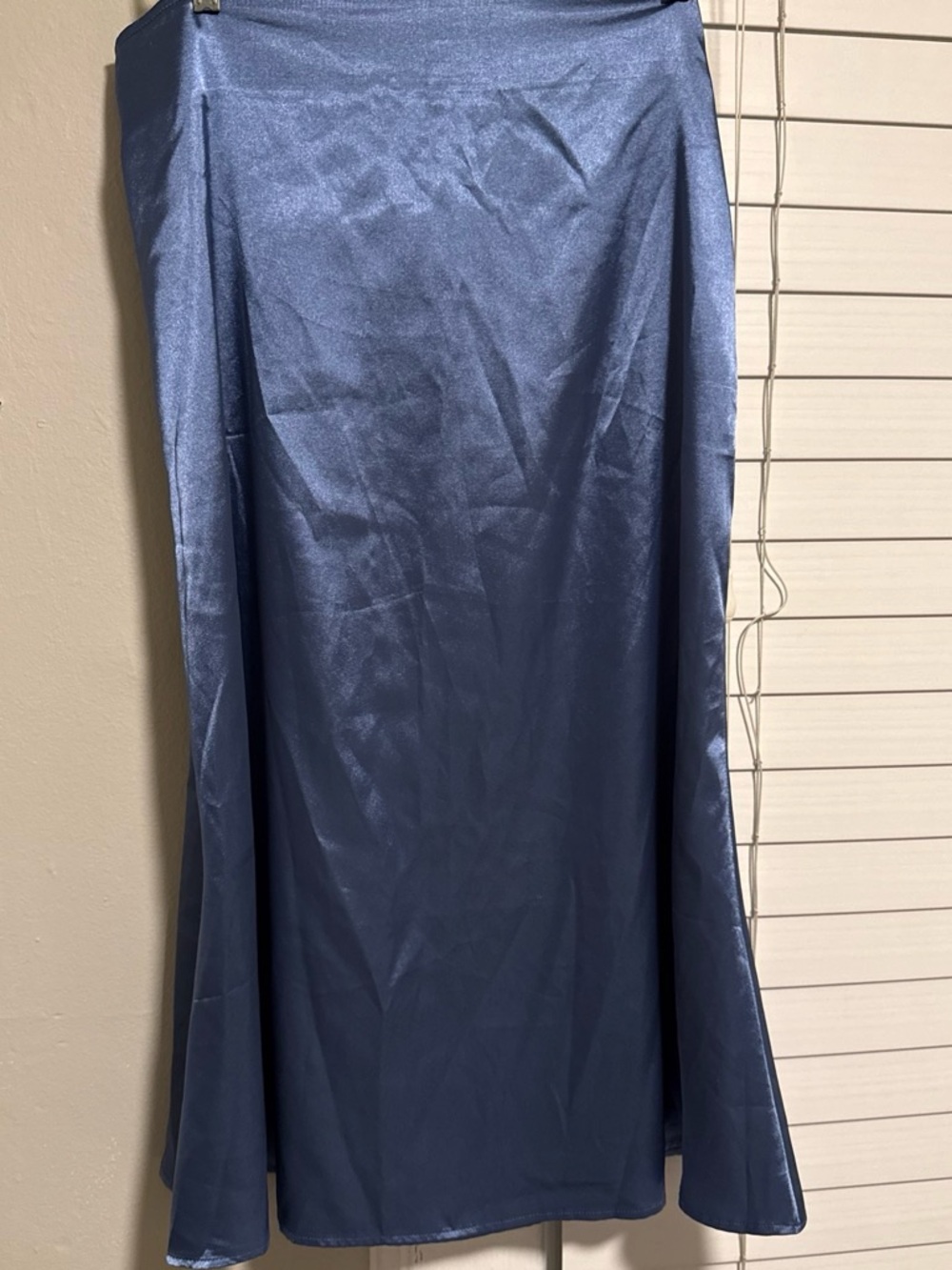 Satin Maxi Skirt in Slate Blue